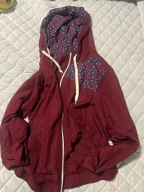 Empyre Maroon wind breaker  Jacket with Patterned Hood Lining